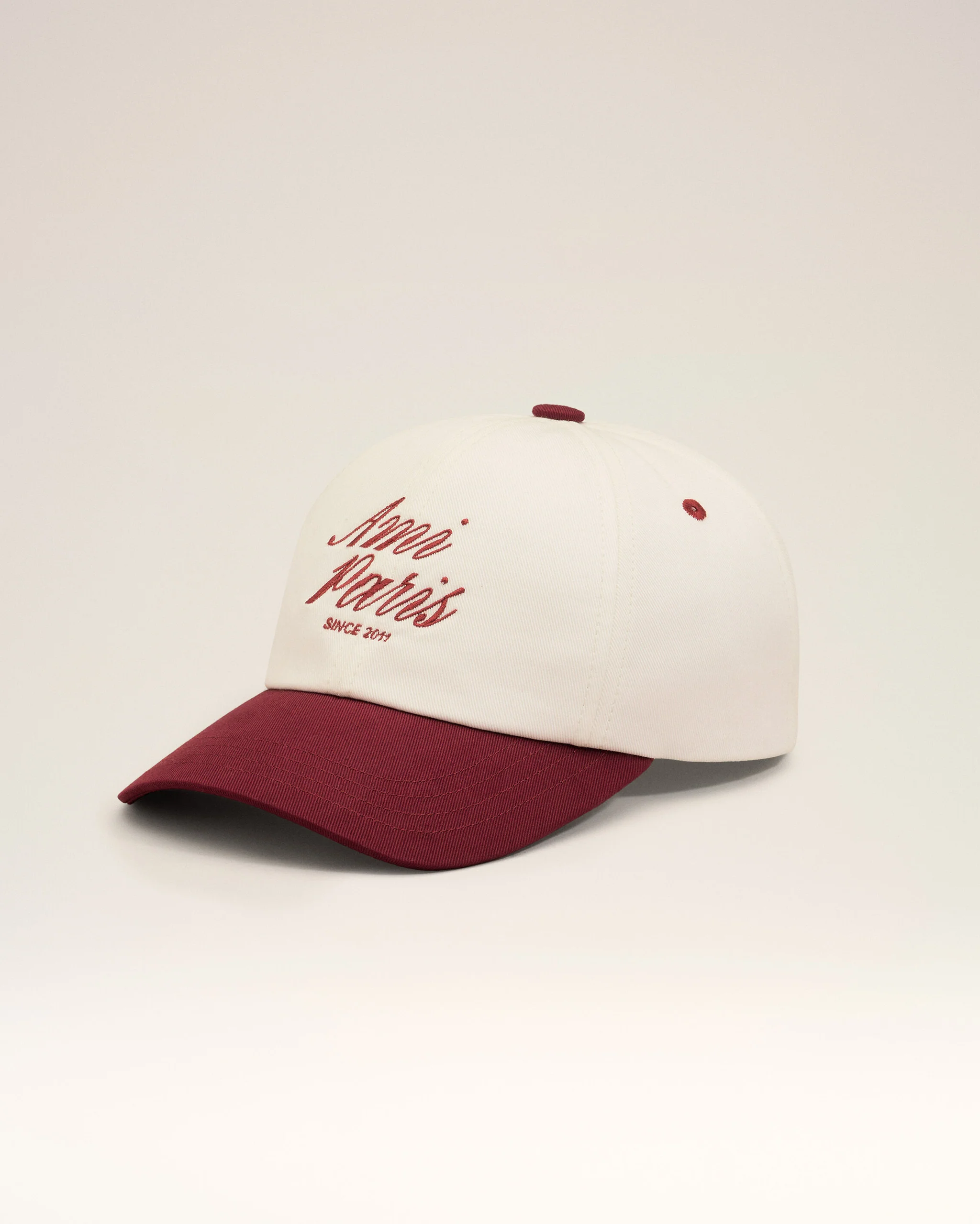 Red And White Bicolor Cotton Ami Paris Cap