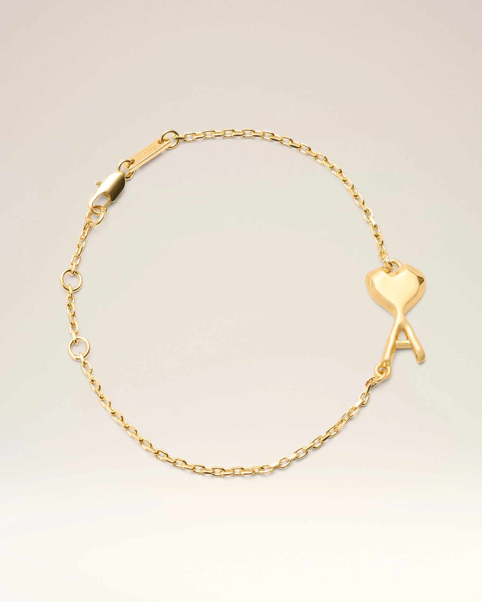 Gold Brass Thin Hammered Ami De Coeur Bracelet